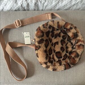 NWT Aerie Leopard Print Faux Fur Crossbody Bag